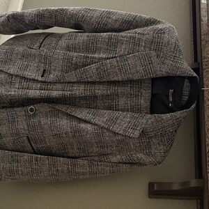 New York & Company Black and Gray Patterned Blazer